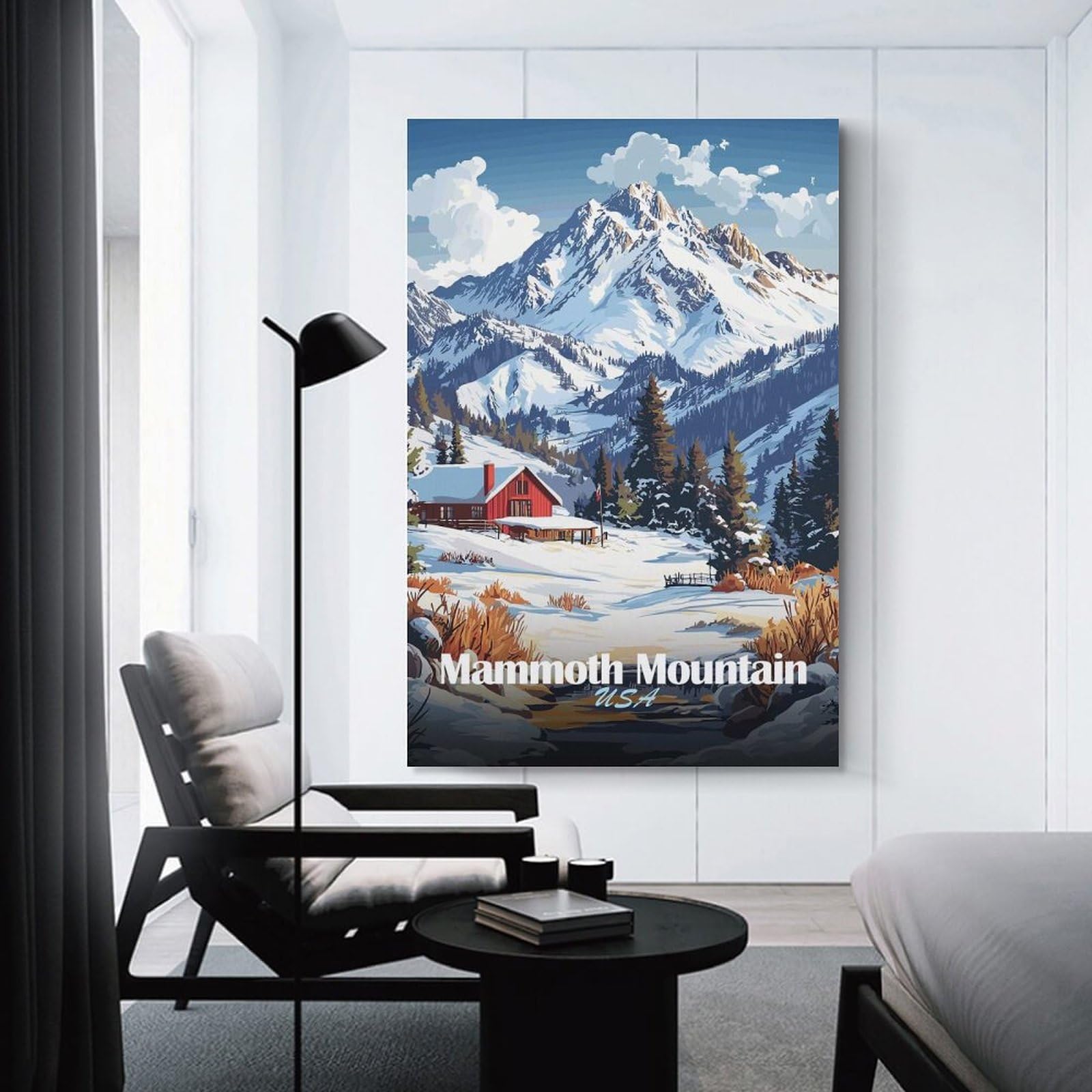 Junmoney Mammoth Mountain Winter Scene Home Decor Wall Art, 20x30inch(50x75cm), for Flats, Guest Rooms Or Compact Rooms, Stylish Wall Art for Fresh Spaces