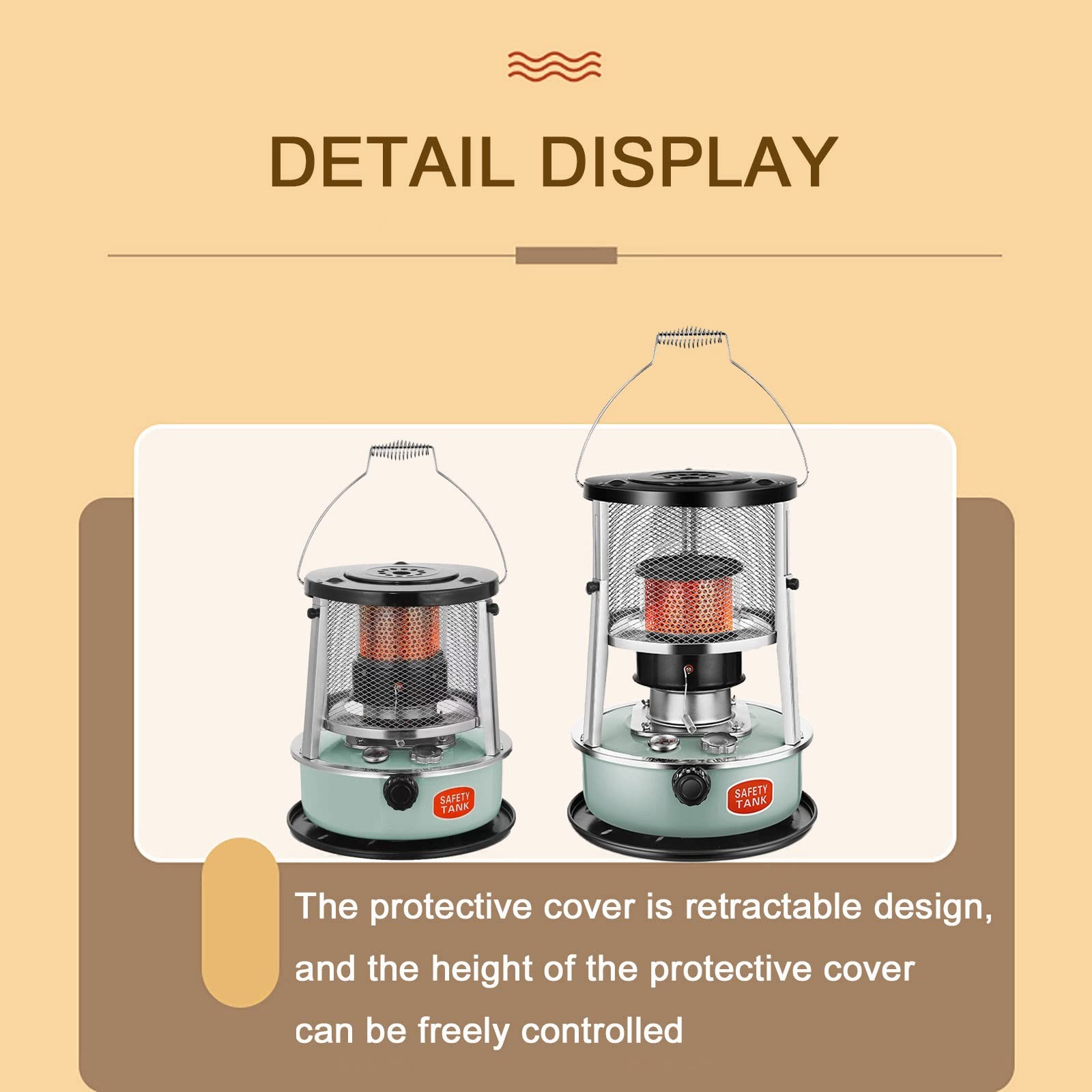 Adjustable Height Kerosene Heater - Emergency Indoor Heater For Power Outages, Camping & Boats