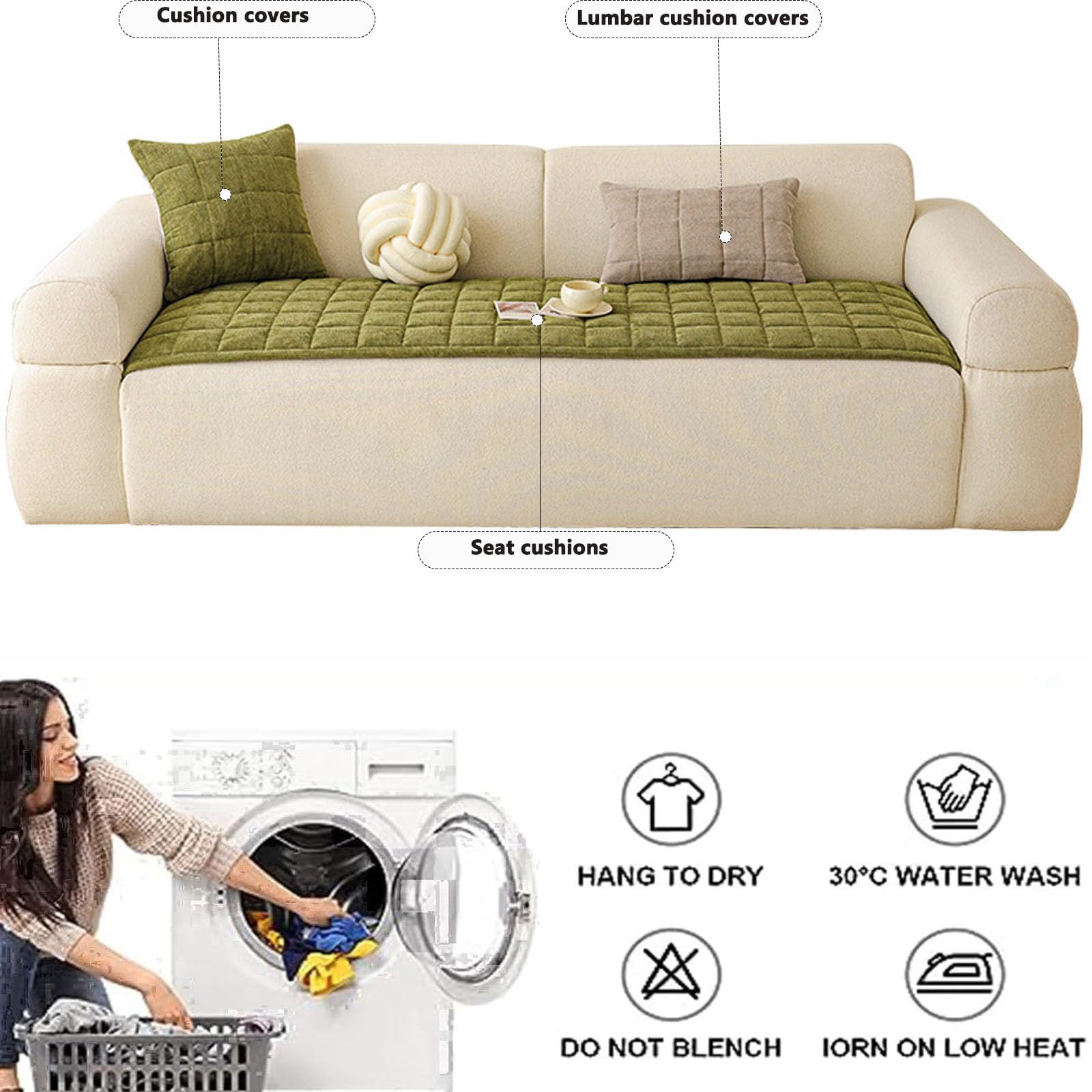 Housse De Canapé éPaisses 2 3 4 1 Places,Anti-Taches Couvre Protege Coussin