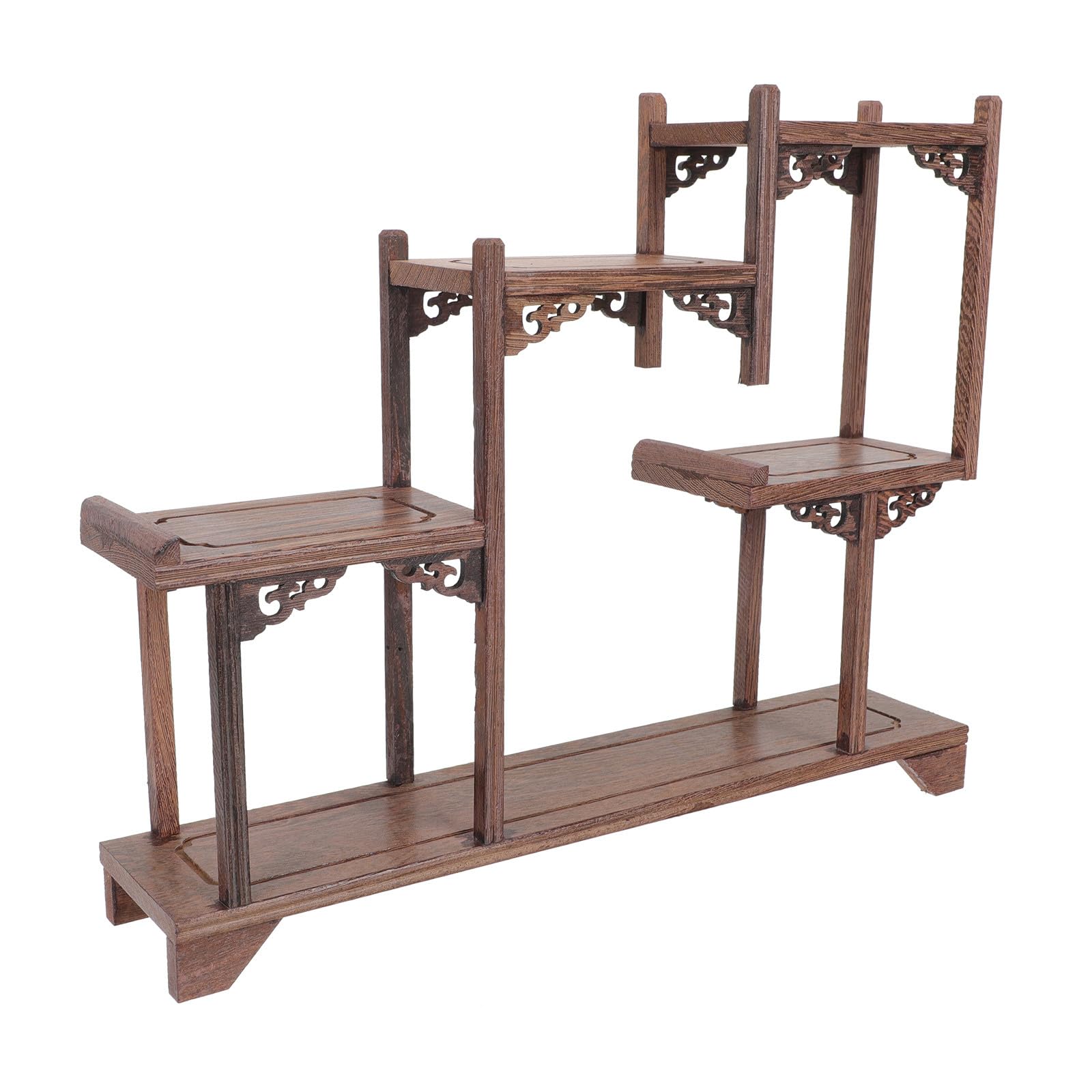 Présentoir vintage en bois marron au design artistique durable