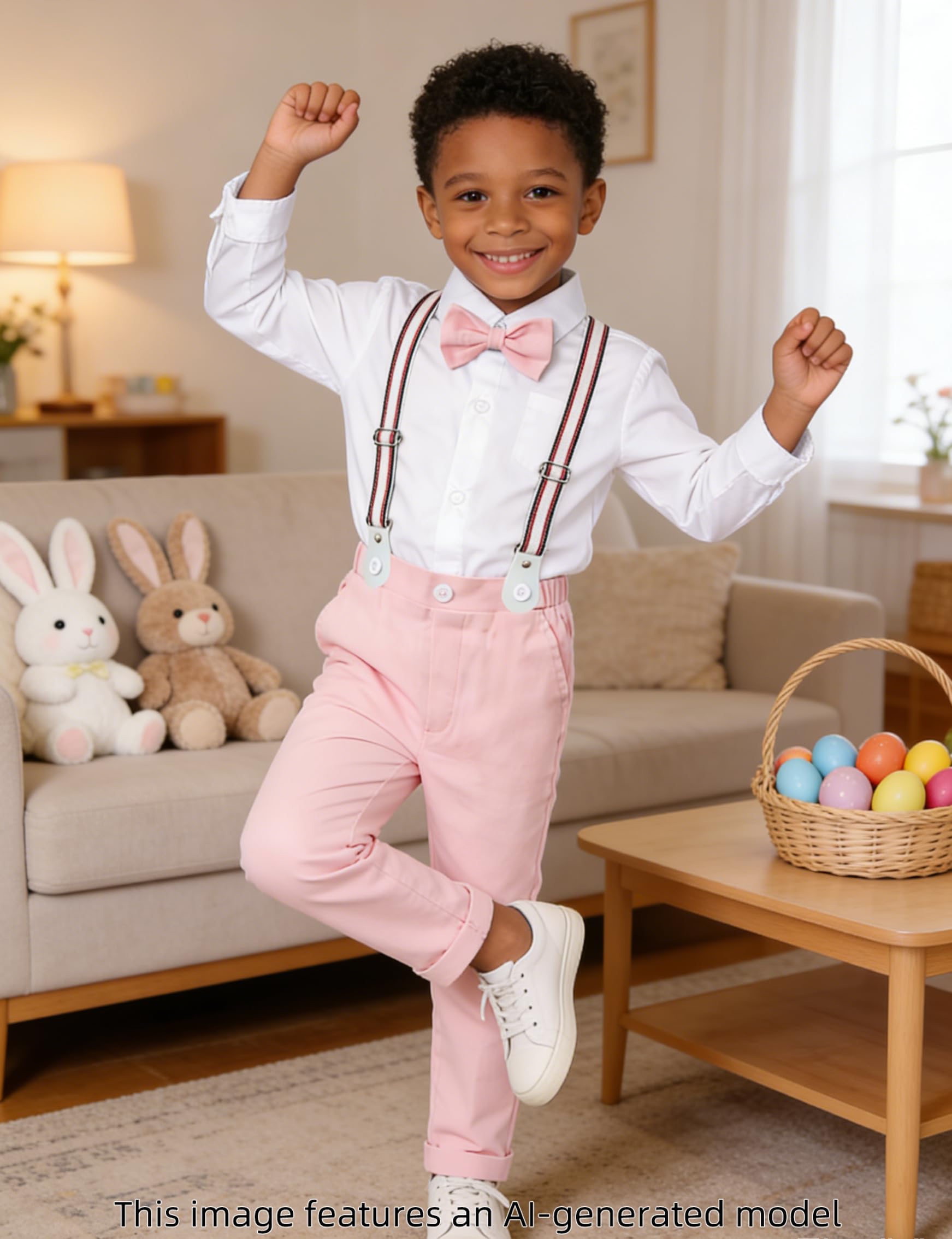 A&J DESIGN Toddler Suit Boys Baby Wedding Dress Clothes Kids Formal Outfit Set with Suspender