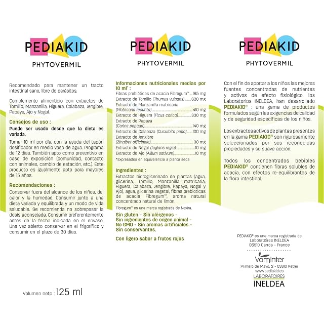 Foto 2 de 5 de PEDIAKID PHYTOVERMIL (PARASITOS) 125ML