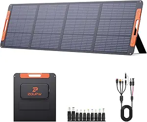 Upgraded 200 Watt Portable Solar Panel with Solar Angle Guide,20V Foldable Solar Charger for Power Station,23.5% High Efficiency IP67 Waterproof 4 Adjustable Kickstands for Camping RV Hurricane