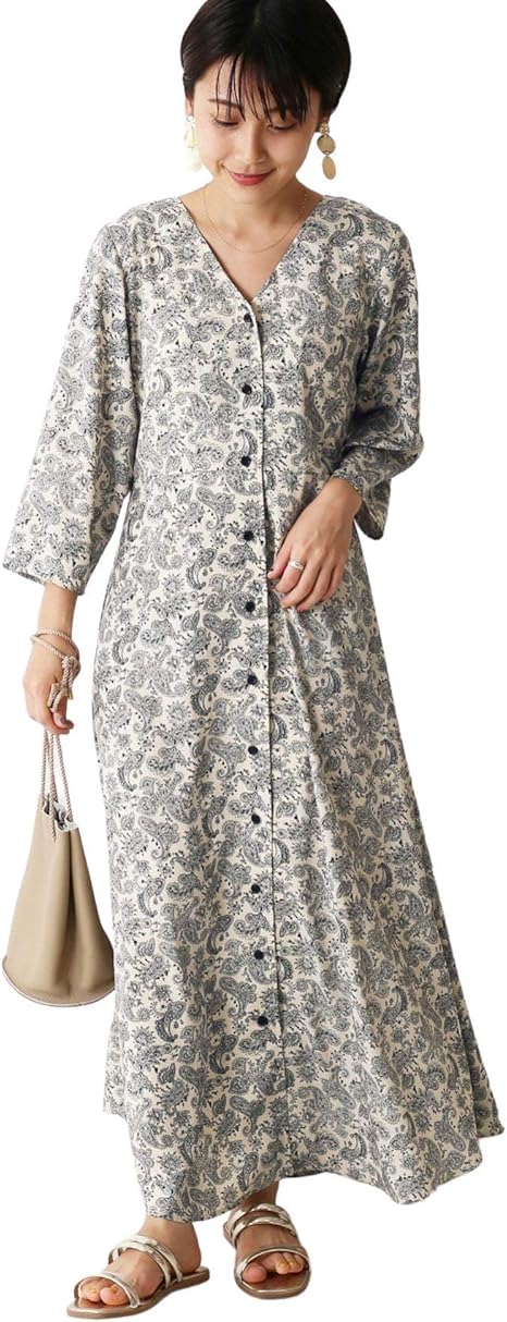 Amazon Co Jp ジャーナルスタンダード レリューム ペイズリーvネック前開きワンピース フリー ホワイト 服 ファッション小物