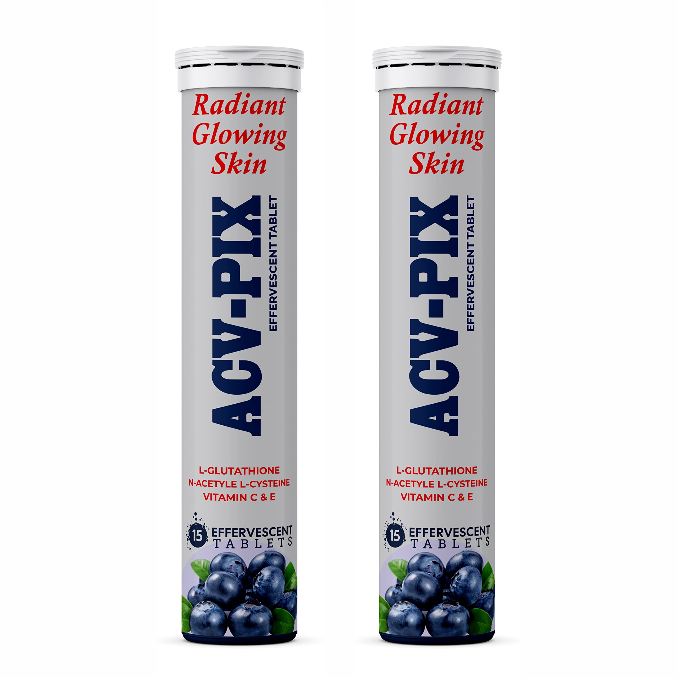 glutathione rossmann ACV-PIX L-Glutathione Tablets With N-Acetyl-L-Cysteine and Vitamin C & E  Radiant Glowing Skincare Effervescent Tablets Sugar Free 30 Tablets with  Blueberry Flavor Pack of 2 : Amazon.in: Health & Personal Care