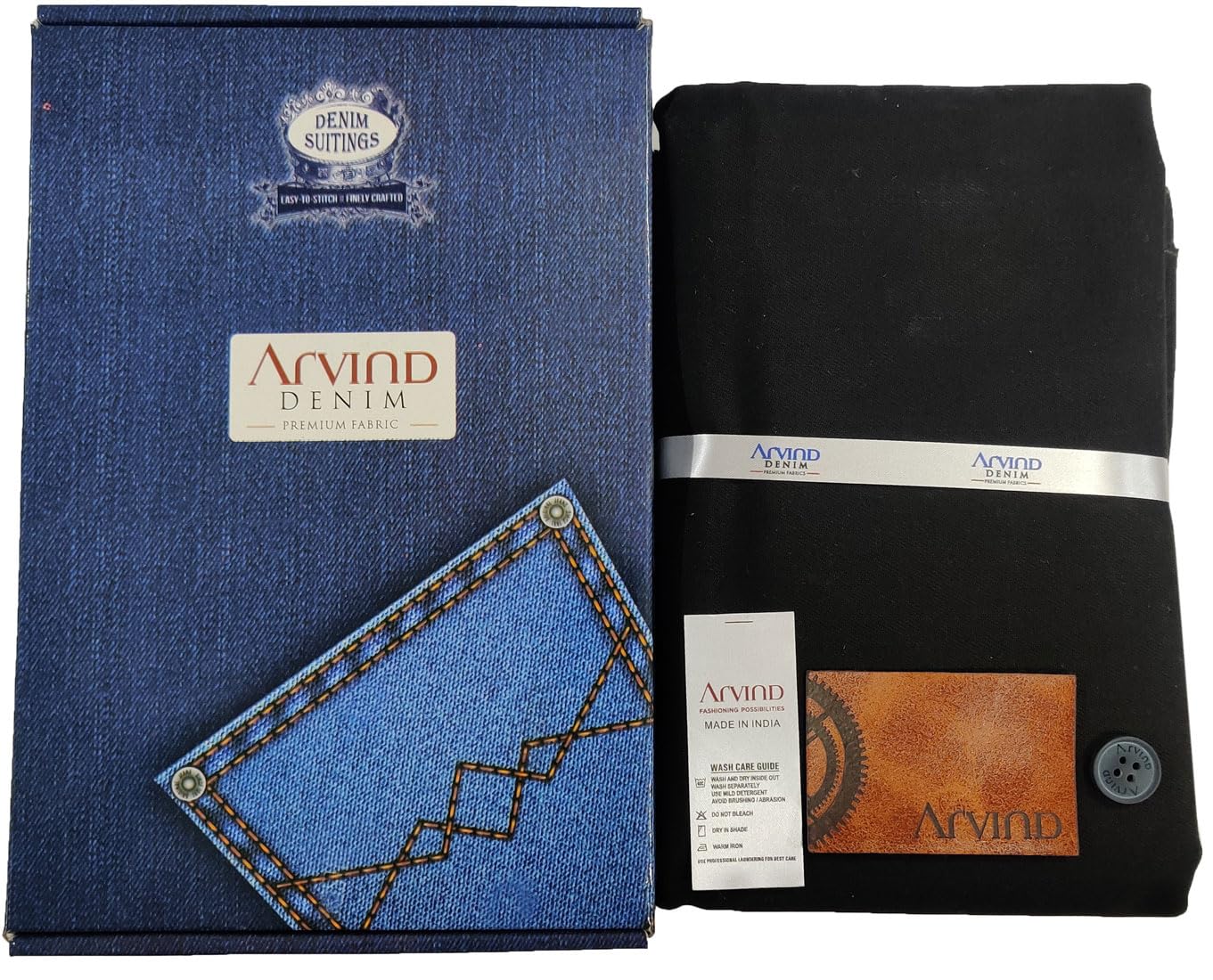 Denim Premium Unstitched Trouser Fabric for Men with Matching Button | Denim Suiting Fabric Material | Tailoring Cloth with Gift Box | Ideal for Formal & Casual Wear-image-48