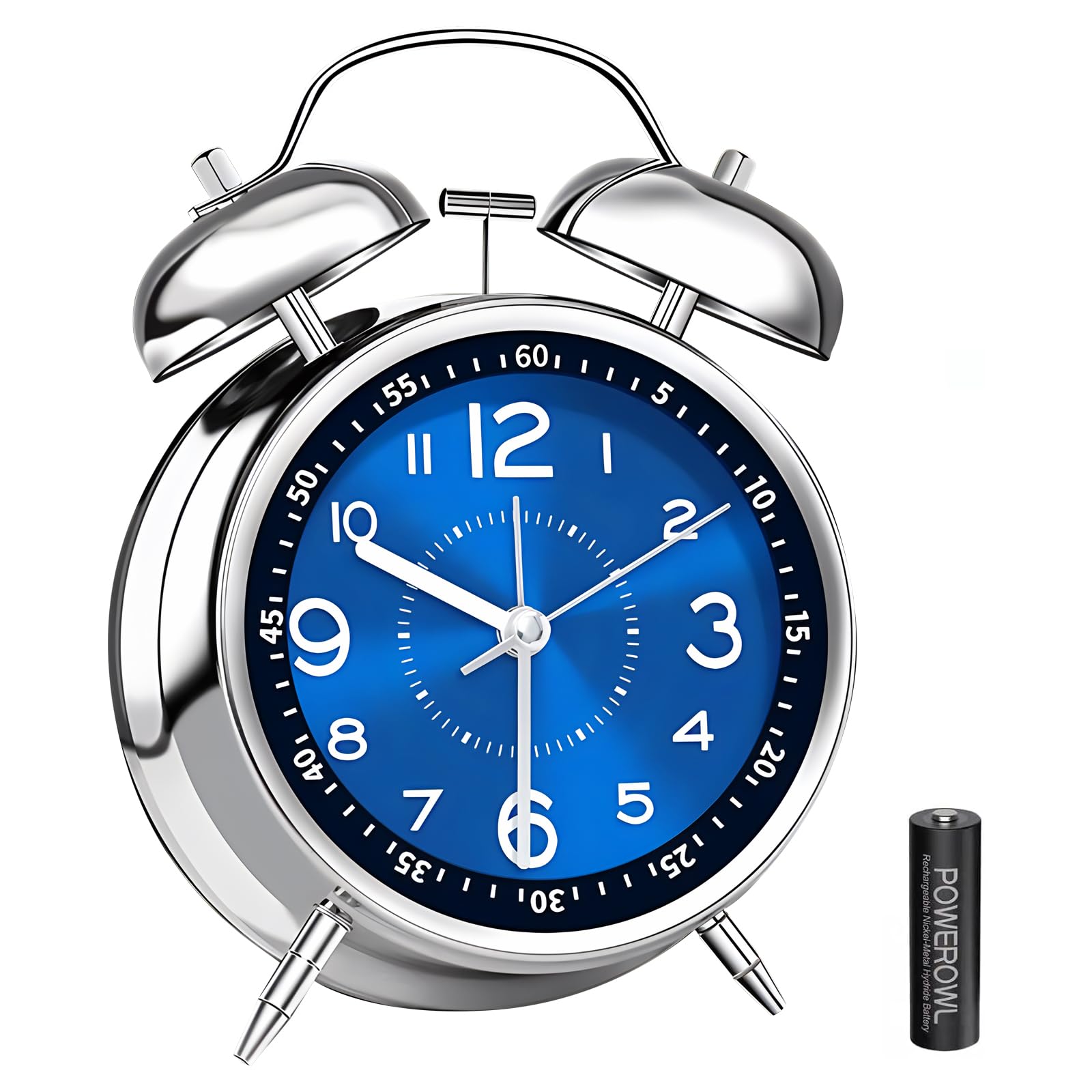 Loud Alarm Clock For Heavy Sleepers - Battery Operated, Twin Bell, Backlight, Non-Ticking