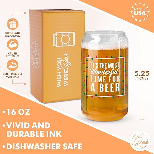 Miniatura 2 de El momento más maravilloso para una cerveza: rojo, verde y blanco, vaso de 16 onzas, ideal para hombres y mujeres, vaso divertido (más maravilloso)