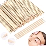 JANYUN Hair Removal 200 Pcs Eyebrow Wax Sticks, Wooden Waxing Spatulas for Small Detailed Areas, Orange Wood Nail Sticks