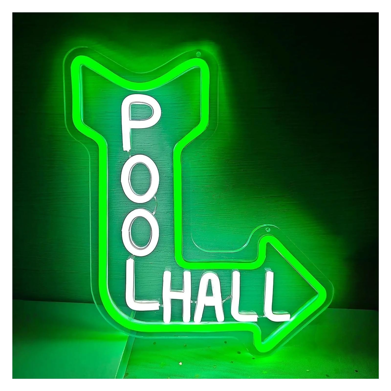 Decoración Lámparas Letrero De Neón Pool Hall Con Flecha Y Luz Regulable Para Sala De Billar Bar Deportivo Fiesta Cueva De Hombre Salas De Juegos Decoración 30.9cmx26.9cm