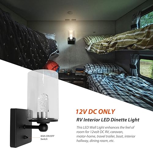 Miniatura 2 de Dream lighting Lámpara de pared LED interior para caravana, remolque, cocina, comedor, decoración de pared, 12 voltios CC, vidrio brillante, 3500 K,