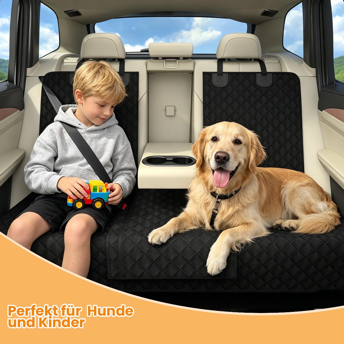Manta para Perros para el Asiento Trasero del Coche, Cubierta Protectora para Perros Antideslizante e Impermeable para el Asiento Trasero, Protector de Asiento para Perros para el Asiento