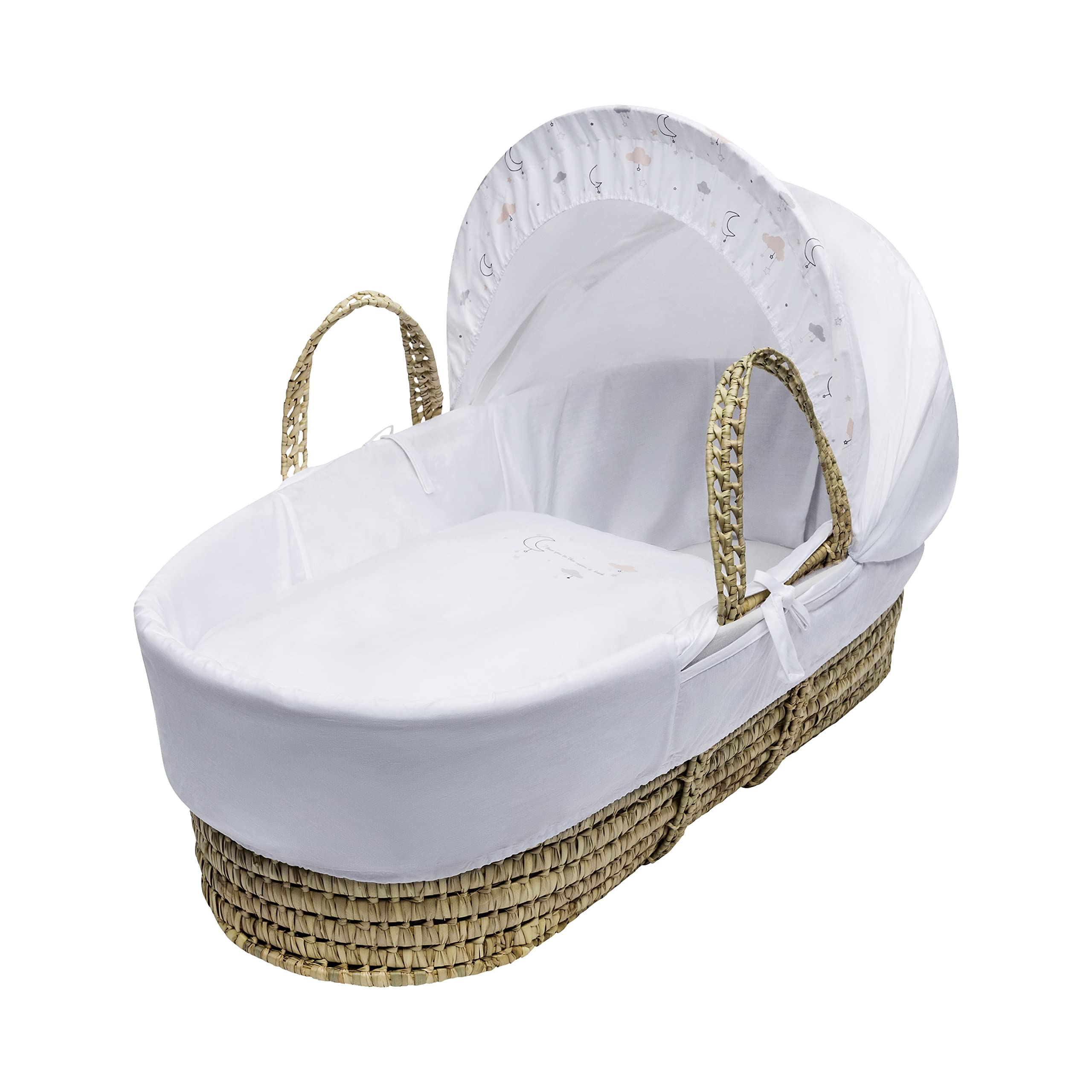 Kinder Valley Moses Basket with Changing Mat(Lion King Theme) also Includes Adjustable Hood, Fibre Mattress & Padded Liner | (I Love You to the Moon and Back)