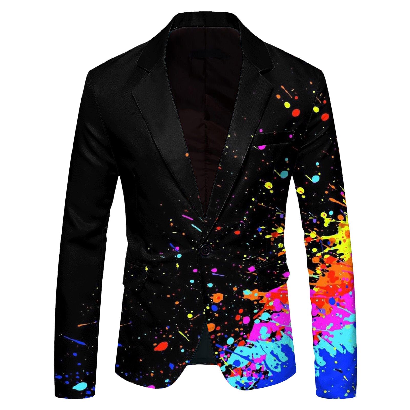 Veste de costume pour homme - Coupe droite - Costume de carnaval pour homme - Blazer des années 80 - Costume hippie des années 70 - Veste de costume disco avec motif coloré pour mariage, bal
