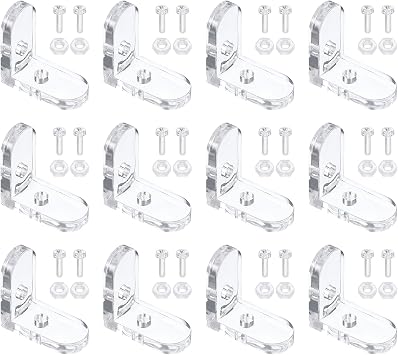 sourcing map 12 Set Acrylic Corner Bracket, L-Shaped Corner Connector Joint Hanger Brace Brackets Transparent w/Screw for DIY Display Box