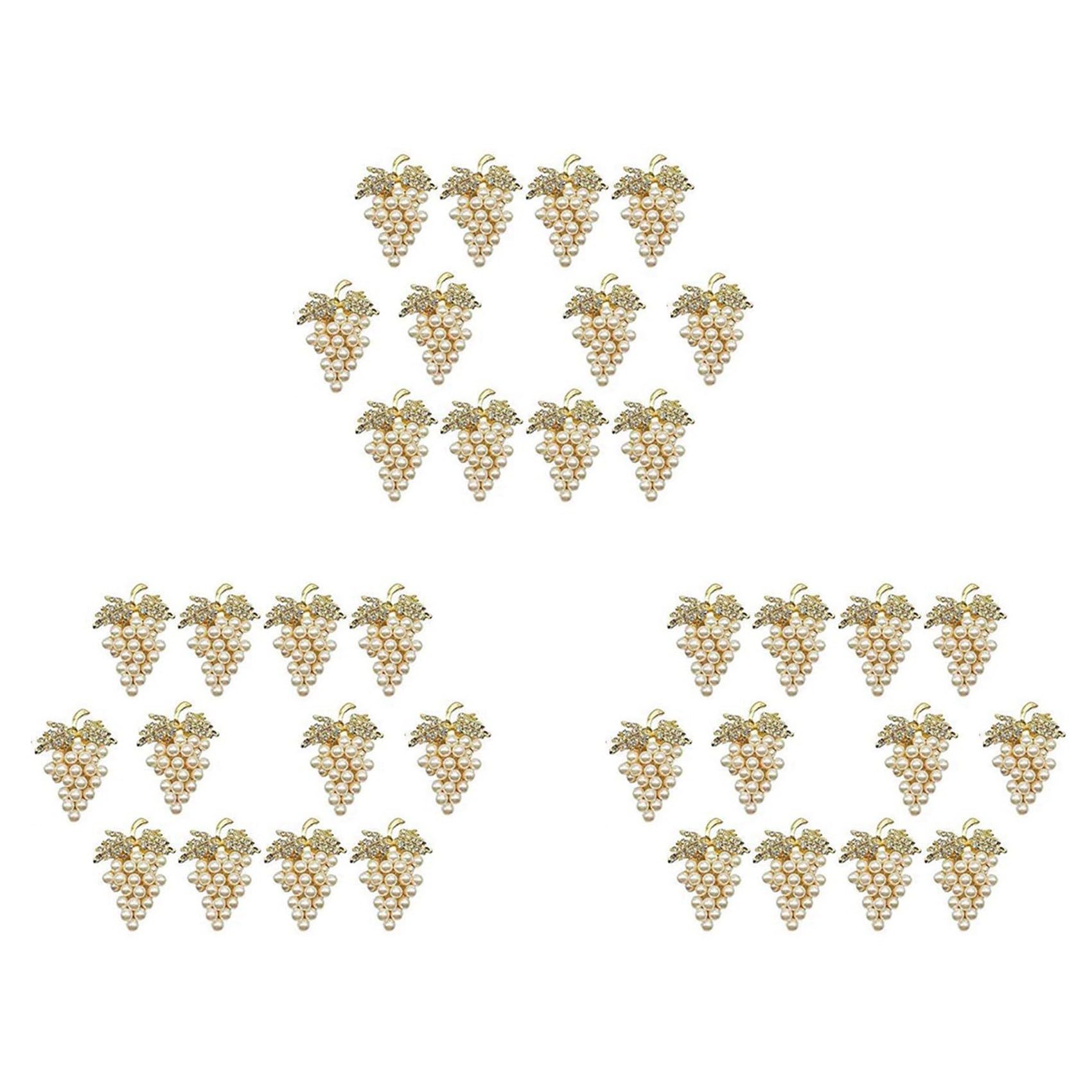 Hndhbfgrt 36 Pcs Pearl Napkin Rings Gold Grape Shape Napkin Buckle Holder Napkin Holders Wedding Party Table Decor Napkin Buckles