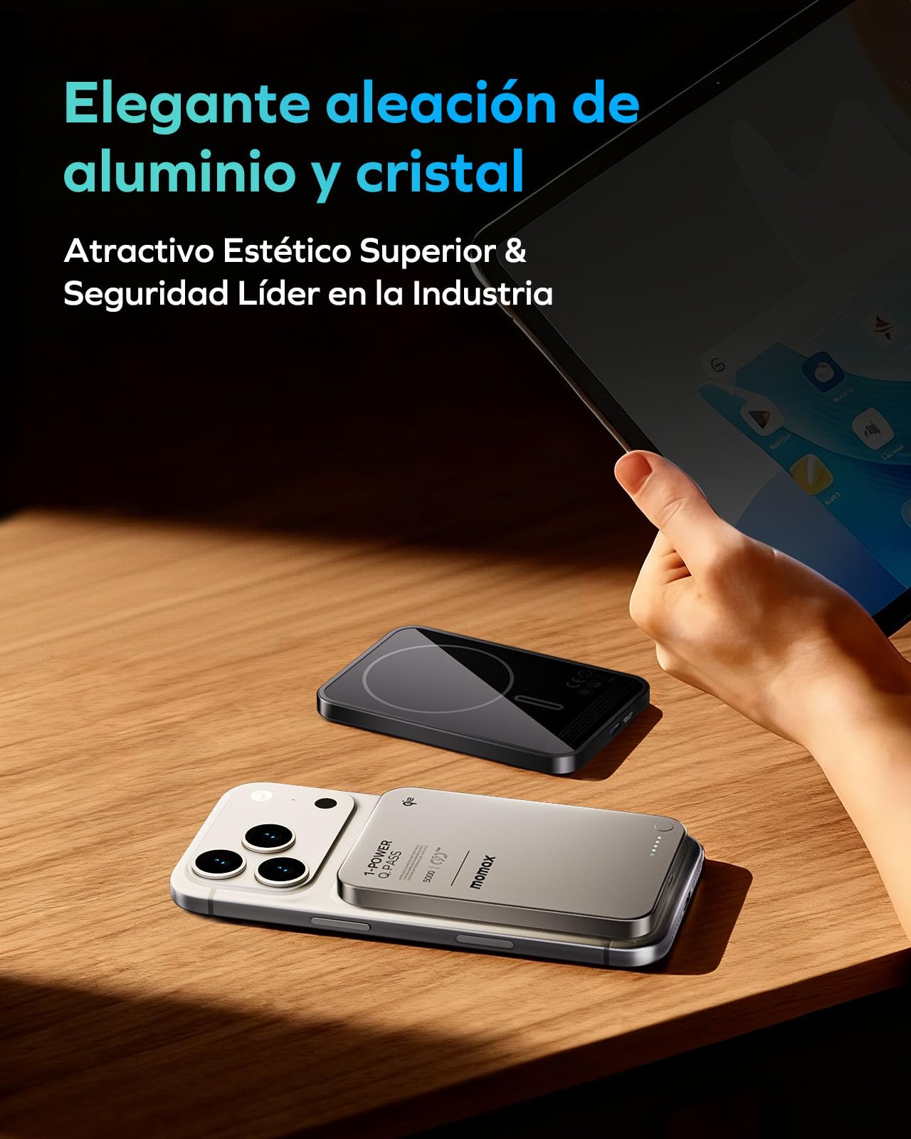 MOMAX Batería Externa Qi2 MagSafe de 5000 mAh, batería Externa inalámbrica ultradelgada con Carga rápida de 15 W y tecnología de Baja Temperatura, para iPhone/Android, Negro