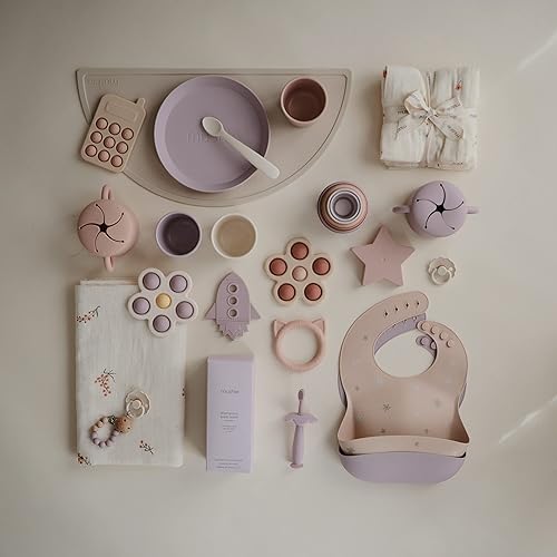 Miniatura 6 de Mushie - Babero de silicón para bebé, ajustable y resistente al agua (margarita) Margarita,bees,Negro (Daisy),Azul marfil,Bluey