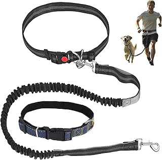 Joggingleine Hunde Mit Halsband: Bauchgurt Hundeleine,Freihändig Laufleine,Hundehalsband,Für Mittelgroße und Große Hunde,Geeignet zum Joggen, Laufen und Wandern
