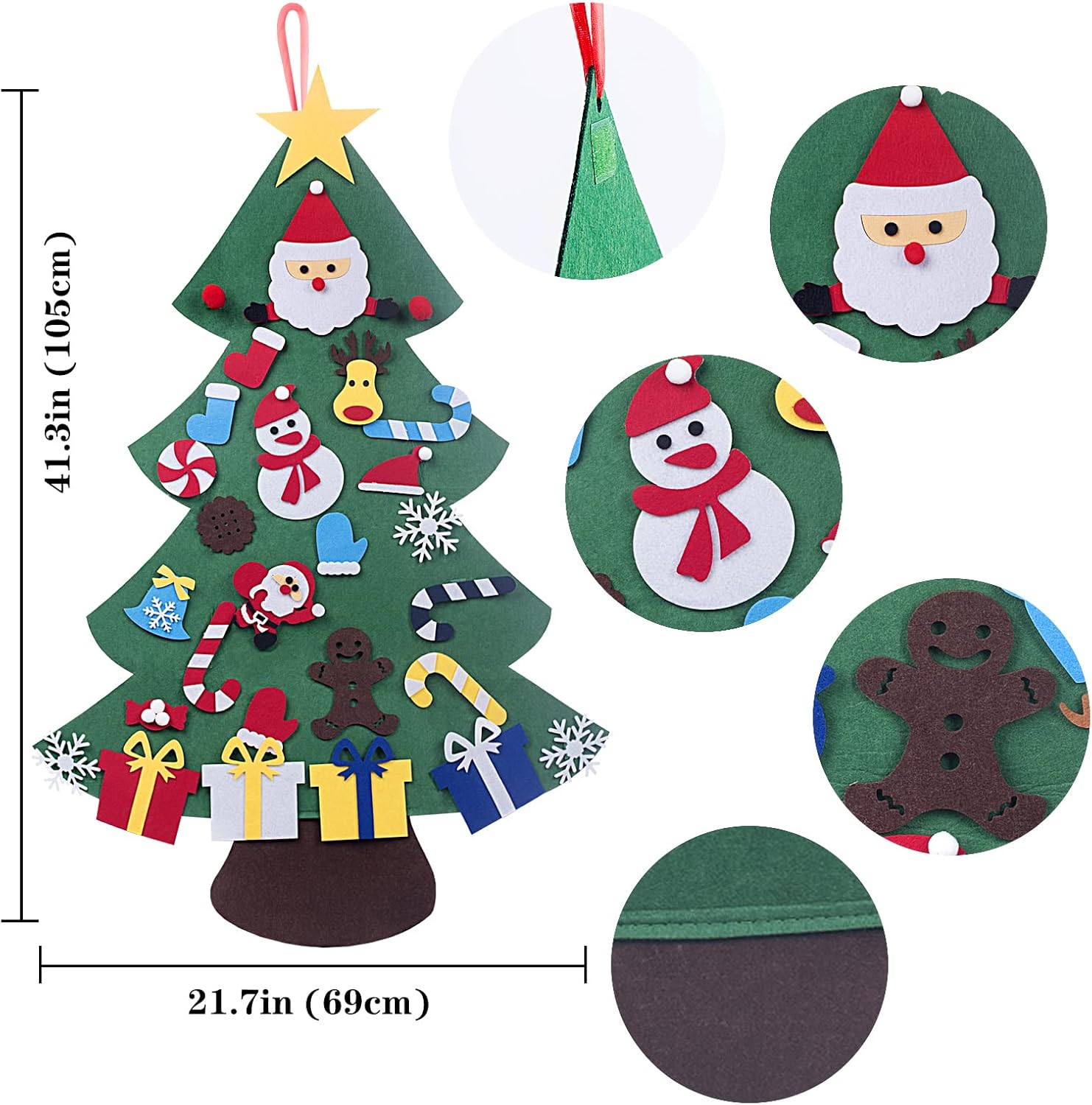 Felt Christmas Tree for Kids Wall, DIY Felt Christmas Tree for Toddlers Set with 28 Ornaments, Kid Christmas Decorations for Wall Hanging Xmas Gifts