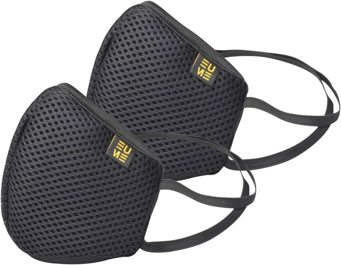 EUME Protect+ 95 Cotton Reusable And Washable Face Mask (Black, Without Valve, Pack of 2) for Unisex