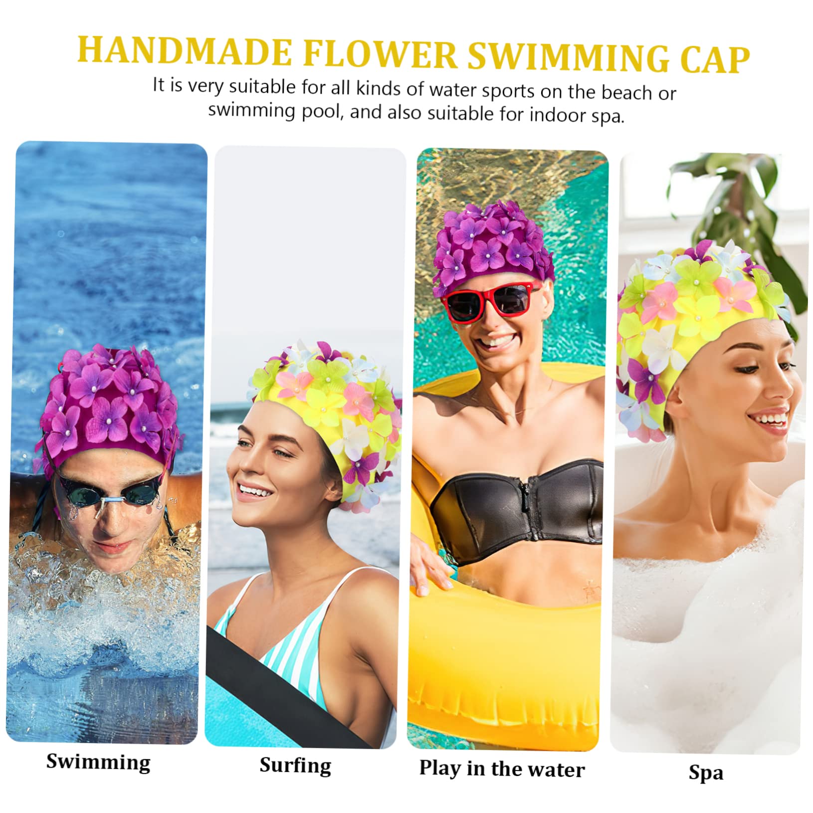 POPETPOP 5 Juegos Gorro De Baño De Flores Gafas De Natación para Adultos Gorro De Baño Adulto Gorras para Mujer Gorro De Baño De Tela para Mujer Y Adulto Piscina Tela De Nailon 2 Piezas * 5