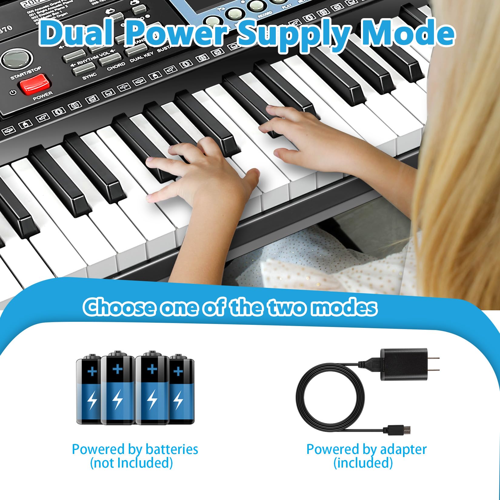 61 Key Keyboard Piano for Beginners with Stand Bench, Lighted Keys in Follow Mode, 70 Demos, 200 Tones/Rhythms, Pitch Bend, Metronome, Sustain, Sync, Chord, Dual Key, Key Drum, Program