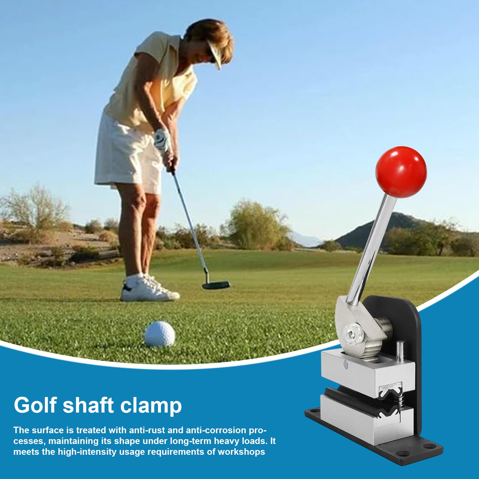 Golfschaftklemme Doppeldruck – Regripping Werkzeug Für Golfschläger | Aluminium Eisen Griffwechsel Tool, Rostfrei Rutschfest Präzise Installation Austausch Schaft Wartung Anfänger Profis 13,3x3,8x11cm