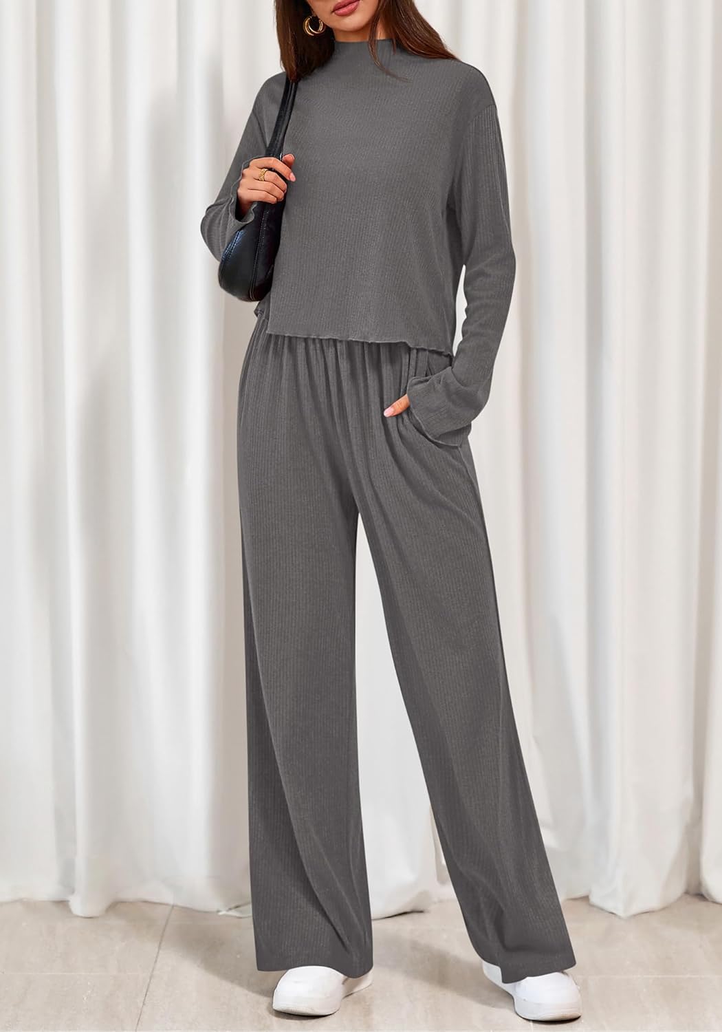 BTFBM Women's Two Piece Outfits 2025 Fall Trendy Sweatshirt Pants Tracksuit Jogger Sweatsuit Lounge Matching Sets - Image 4