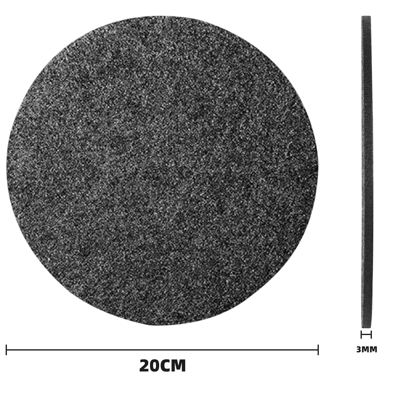 6 Tappetini in Feltro Tondi Ø 20cm – Tappetini Resistente in Feltro Antracite per Bicchieri, Pentole, Ciotole – Sottopentola e Protezione per Tavolo