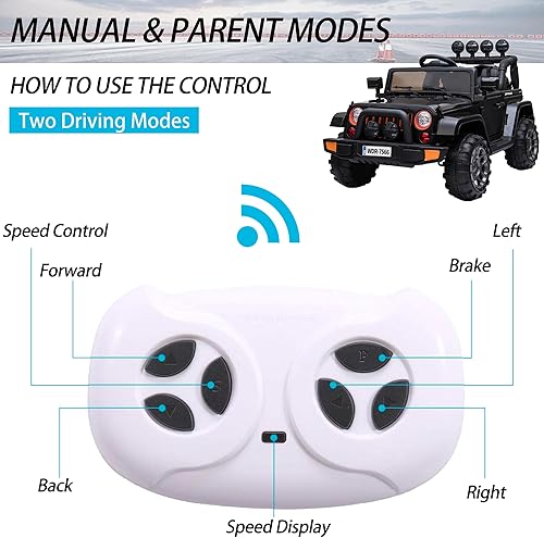 Miniatura 3 de Camión de paseo para niños, vehículo eléctrico con batería de 12 V con control remoto para padres, almacenamiento, suspensión de resorte, 3
