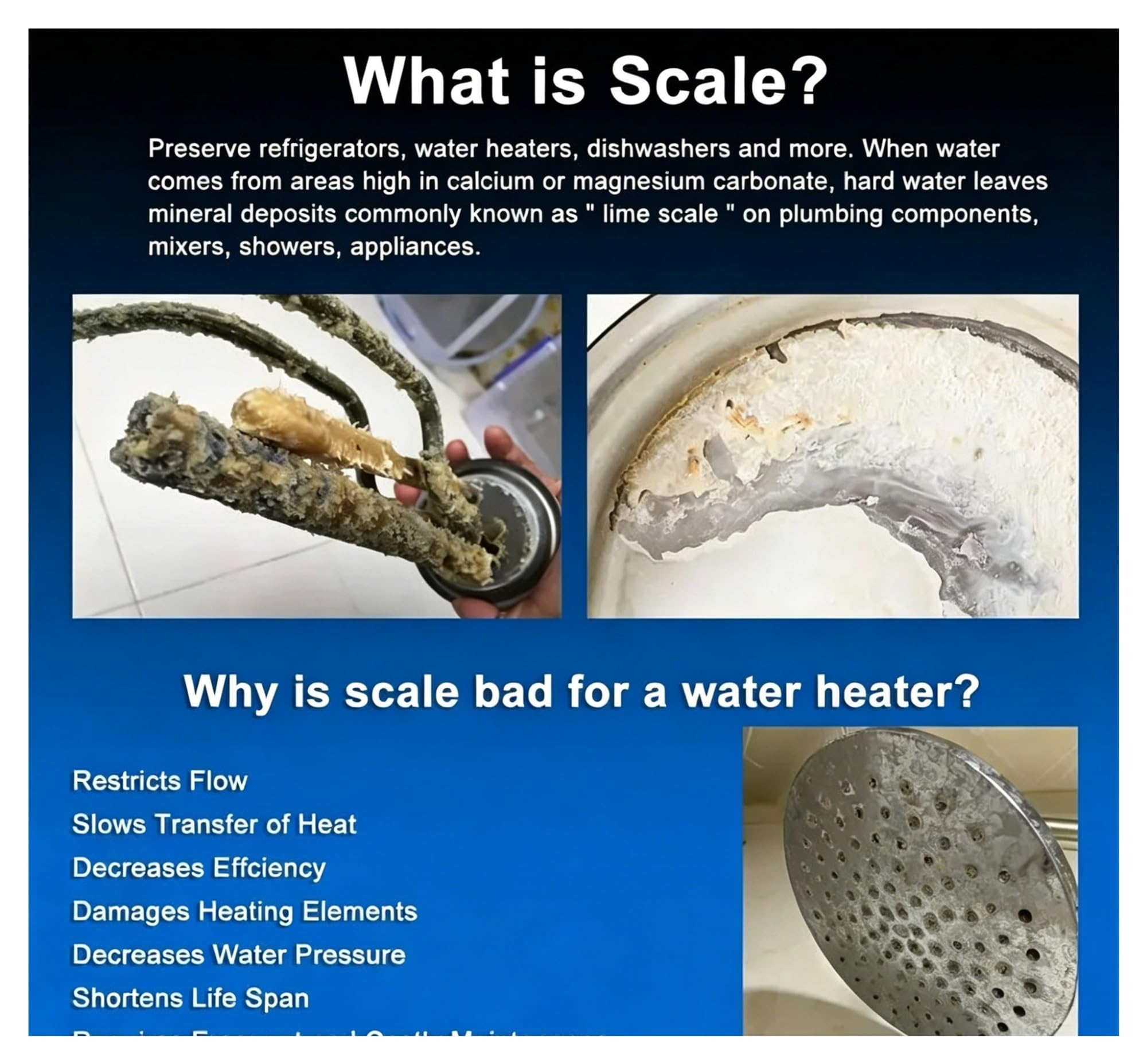 Descalcificador de agua sin sal WS200 for toda la casa, sistema suavizante de agua a escala, evita la acumulación de incrustaciones en calentadores de agua 1 Uds