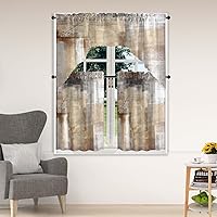 Vista 12 de Juego de 3 cortinas de cocina con diseño de estampado abstracto para ventana de cocina moderna