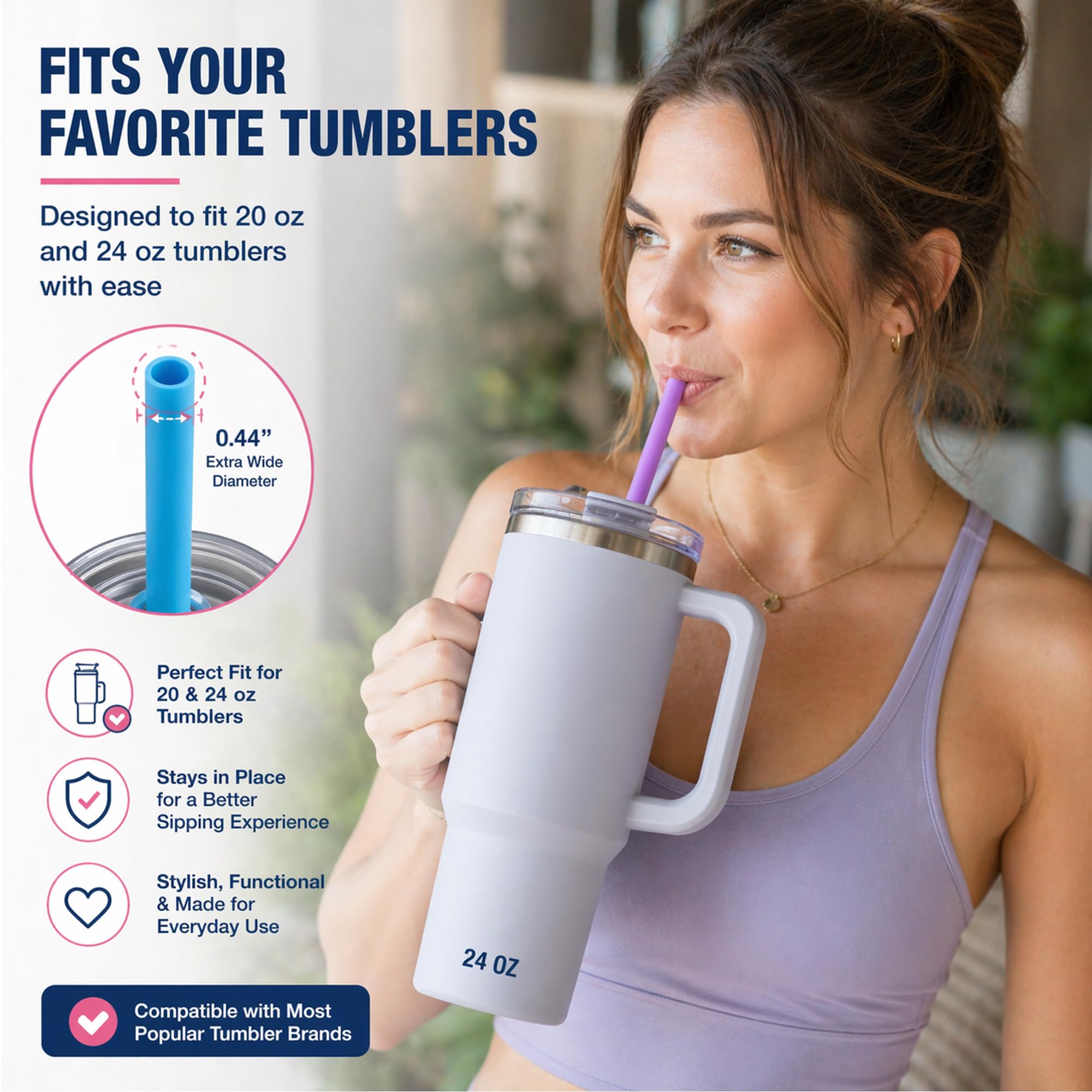 Wiederverwendbare Silikon-Trinkhalme, BPA-frei, inklusive Reinigungsbürste, 25,4 cm lang, extra breit, tolles Geschenk für Smoothies und Bubble Tee-Liebhaber, 5 Stück