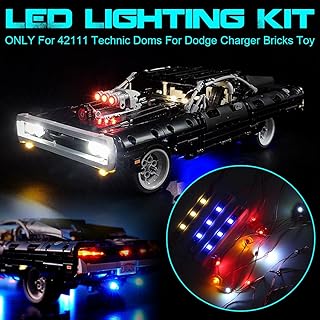 toyofmine LED Lighting Kit Compatible for Lego Technic 42111 Fast & Furious Dom’s Dodge Charger,Race Car Building Blocks Model (Not Include The Lego Set)