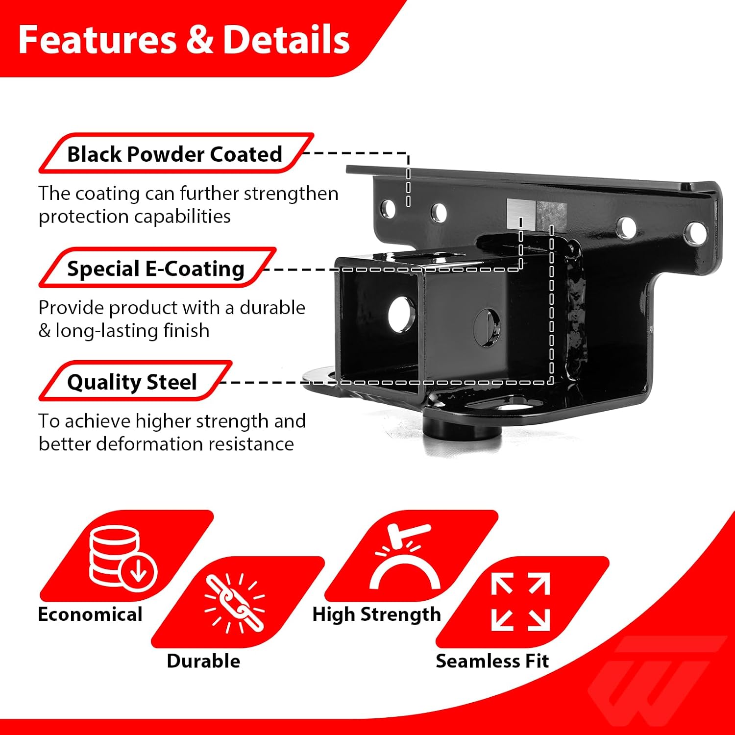 WeiSen 2" Rear Trailer Receiver Hitch Compatible with Yamaha Grizzly 550/700 2007-2018, fit Kodiak 700 2016-2026
