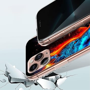 Case Compatible with LG G8X ThinQ,Transparent Soft Bumper Phone Cover Clear Cases Shockproof TPU Silicone Bumpers Anti-Scratch Pattern-(Two wolves)