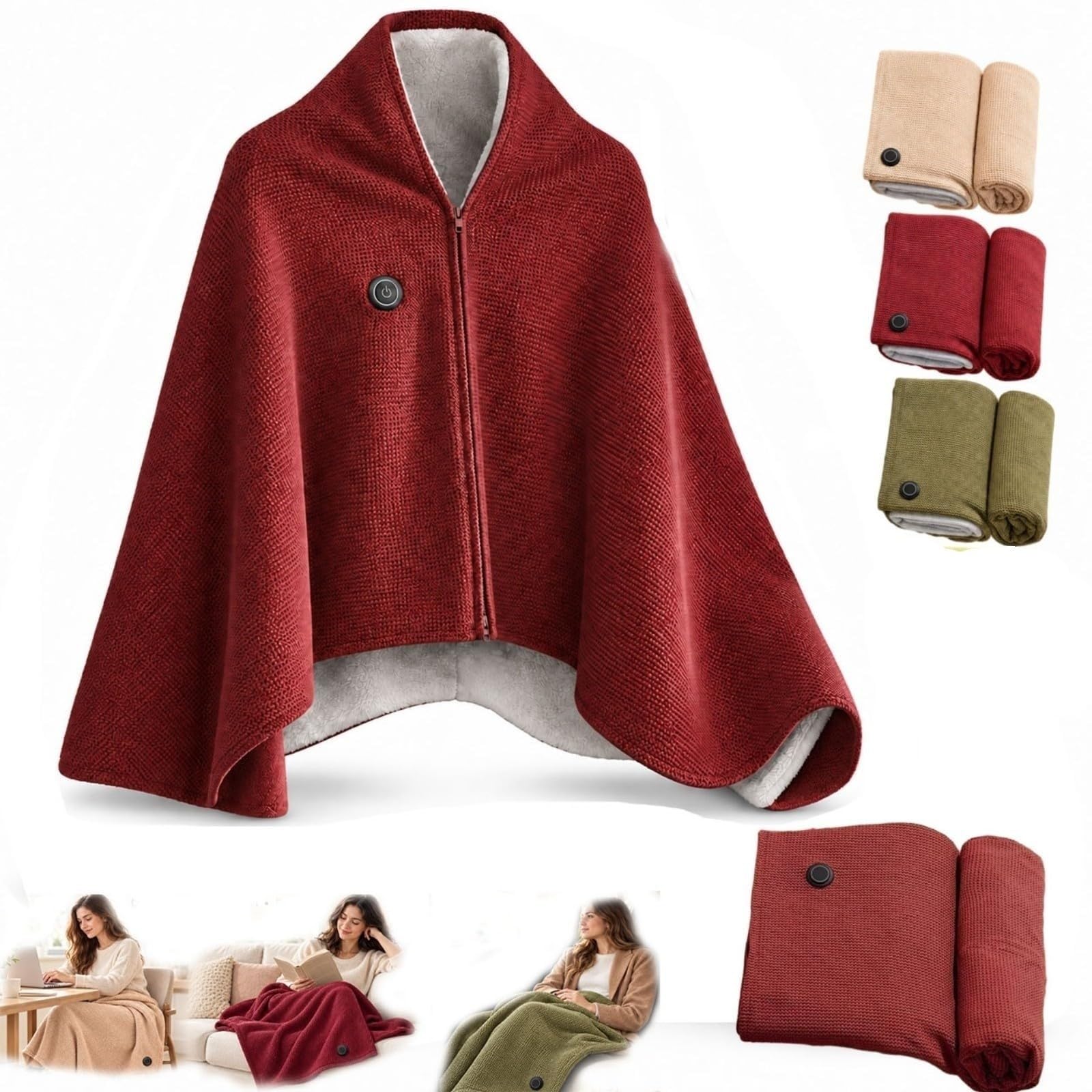 Couverture Chauffante Électrique Portable, Châle Chauffant USB
