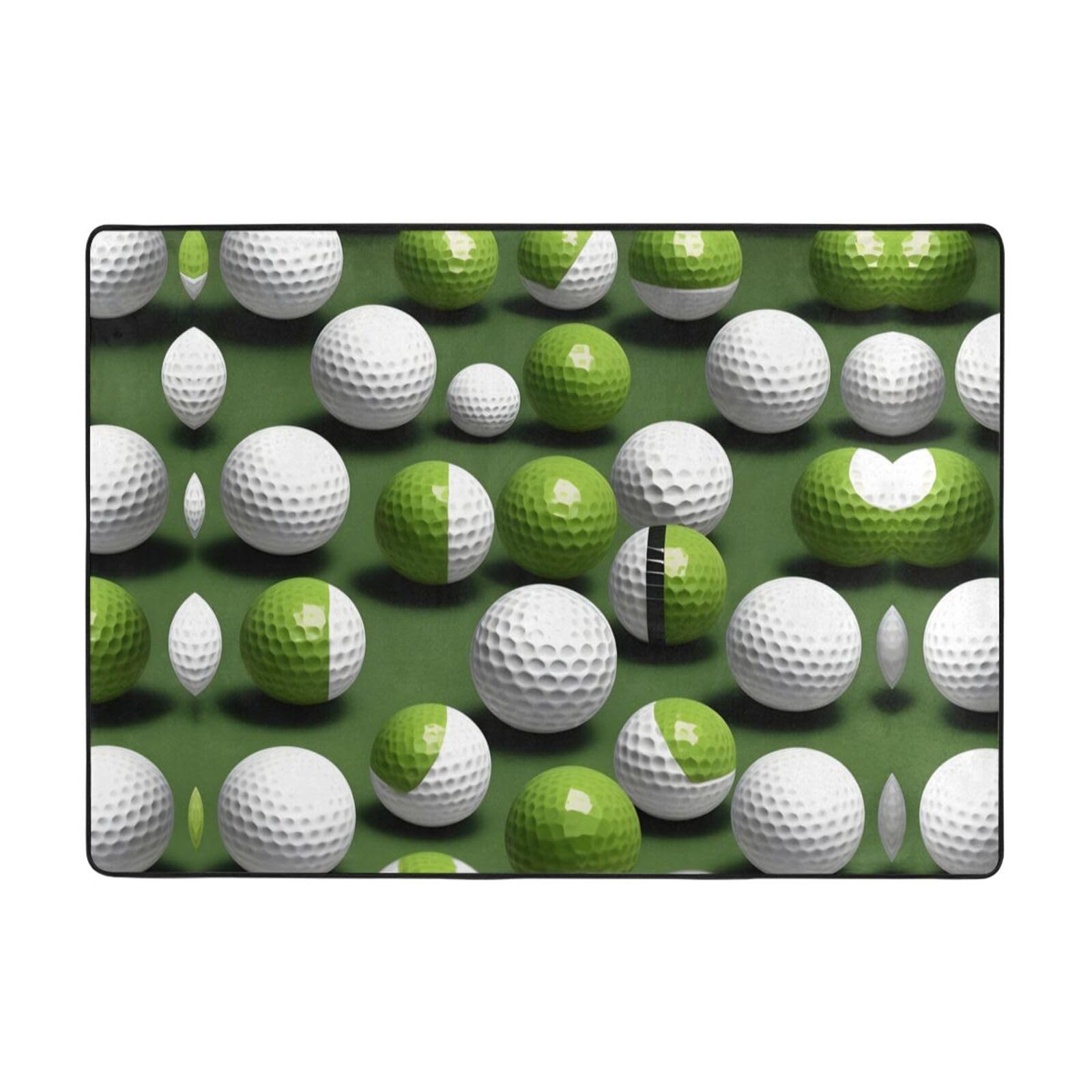 Grand tapis imprimé balle de golf EdWal en flanelle pour salle à manger 203x148 cm