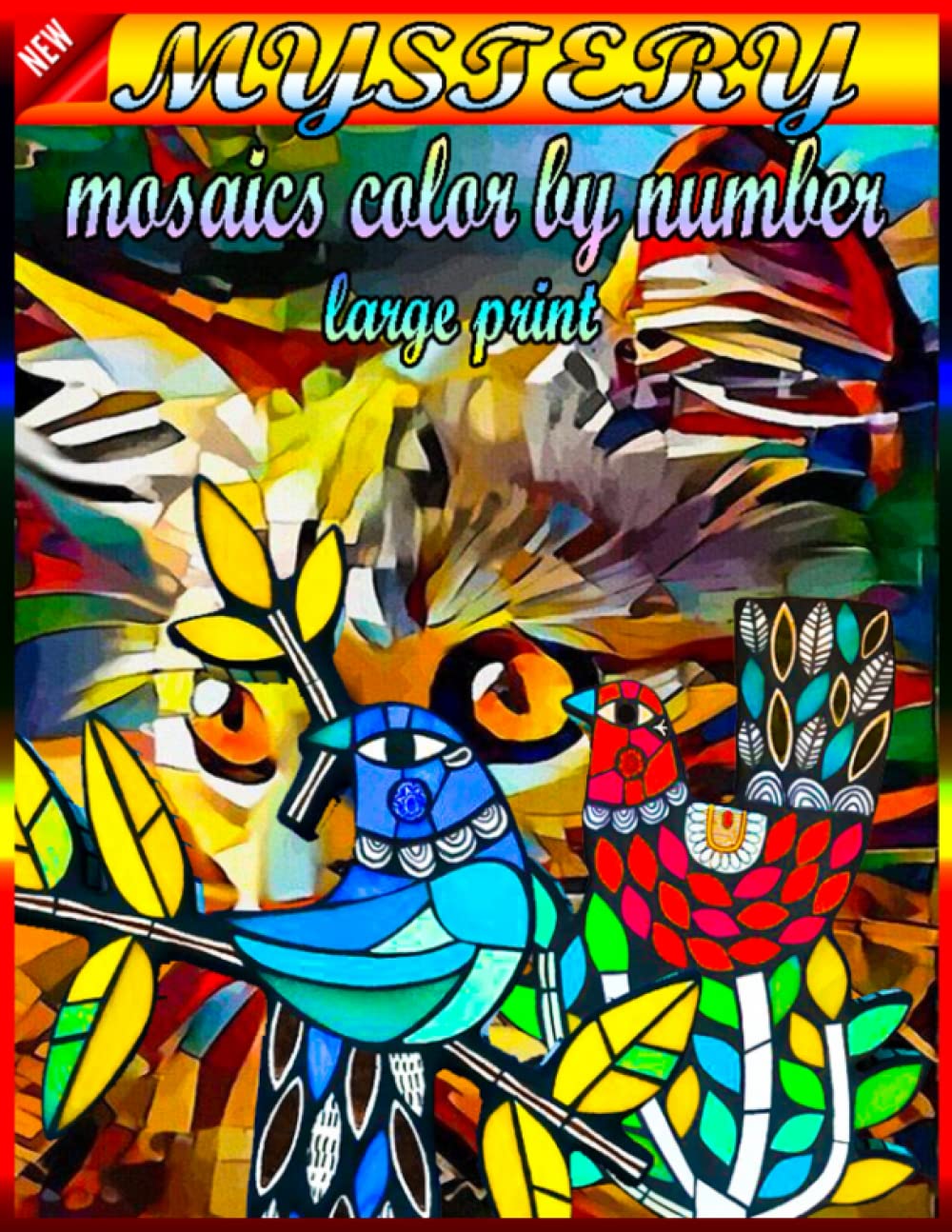 new large print mystery mosaics color by number: Adult Coloring Book with Intricate Scenes in Large Print Number Color Activity
