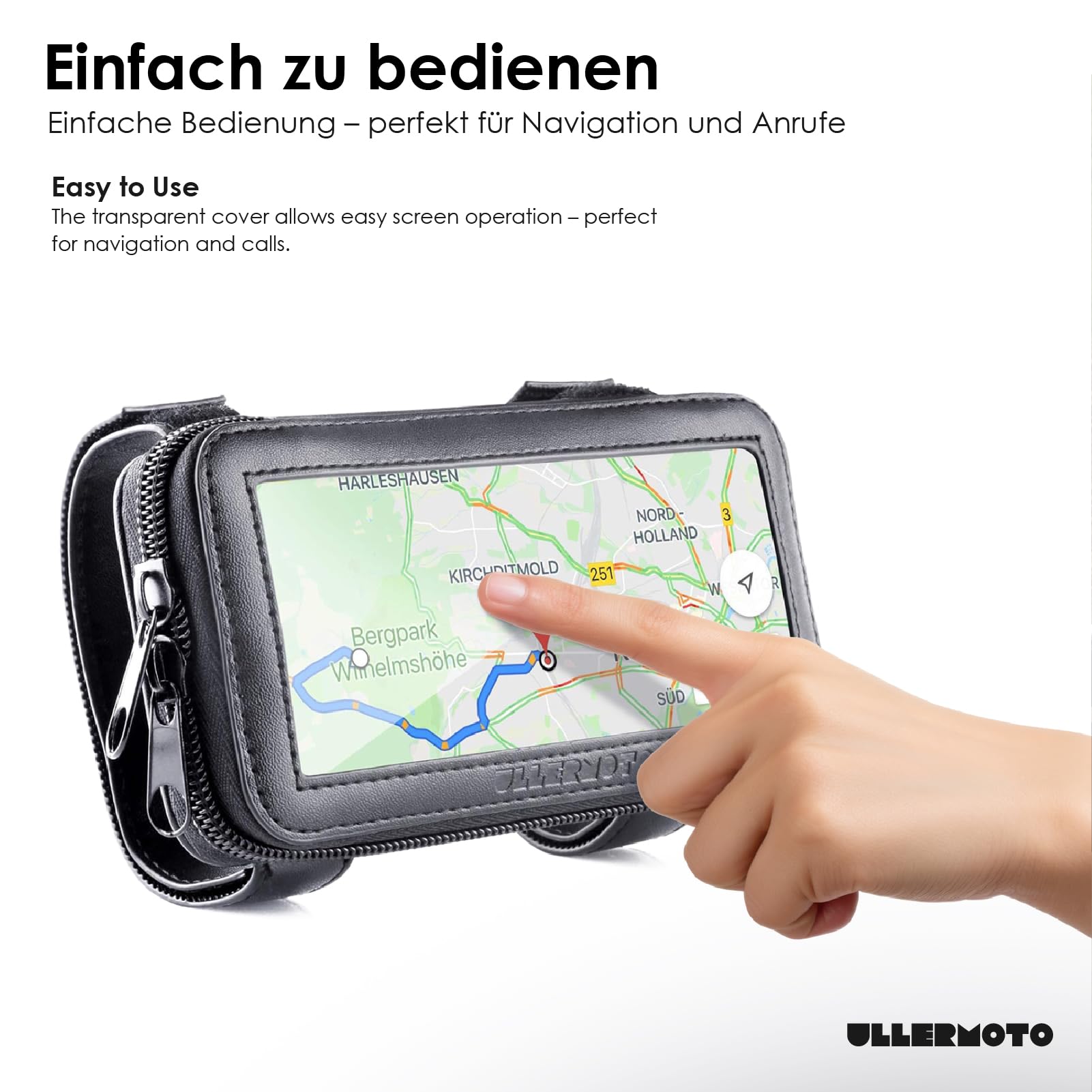 Sakwy motocyklowe na smartfon uchwyt na telefon Motorrad - Wodoodporna torba na kierownicę motocykla - Uchwyt na smartfona motocykl wodoodporny Größe M