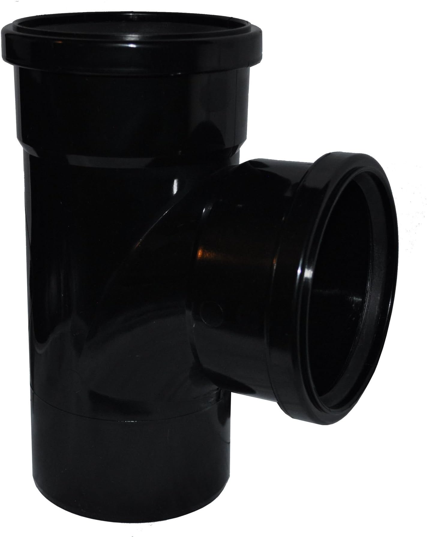 Double Socket Pushfit Soil Pipe 90 Degree Tee - Black