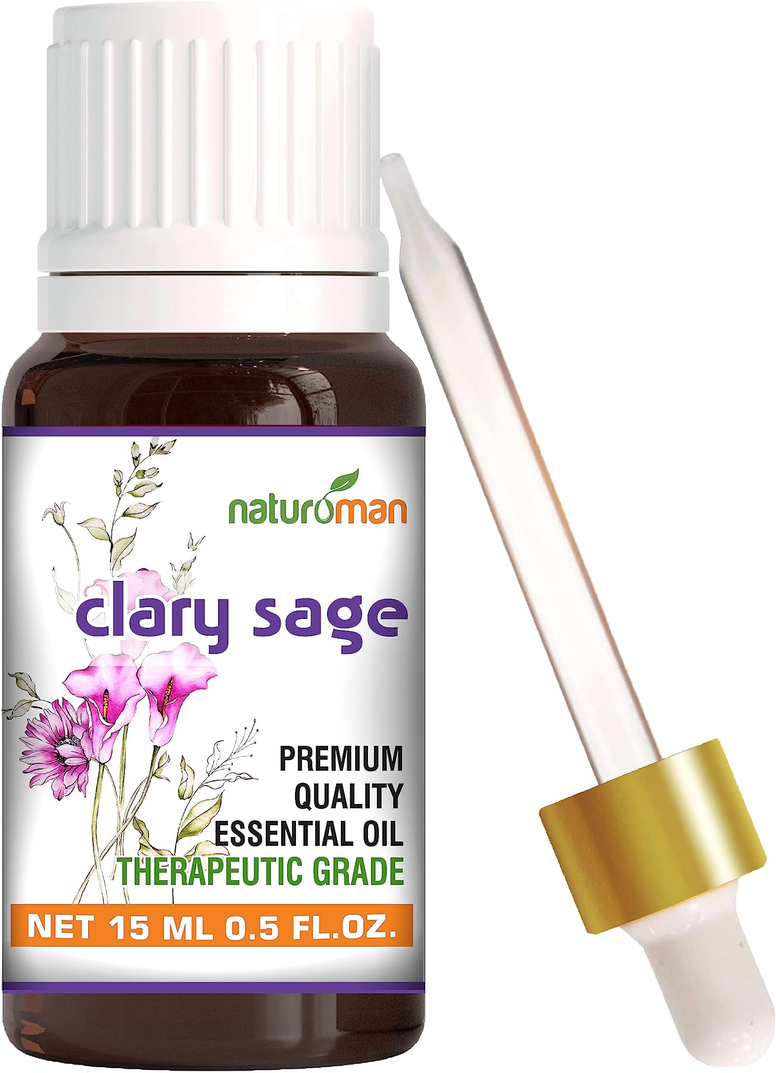 Naturoman Clary Sage Essential Oil | Natural Oil for Skin Care and Hair Nourishment | Therapeutic Grade | Suitable for All Skin Types | Natural & Pure | Pack of 1 | 15 ml