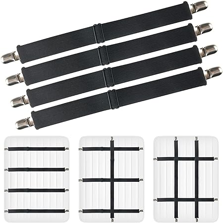 Tendeurs De Drap Housse - Lot De 4 Avec Clips, Silicone Antidérapant, Installation Facile, Pour Matelas Standard/queen/king