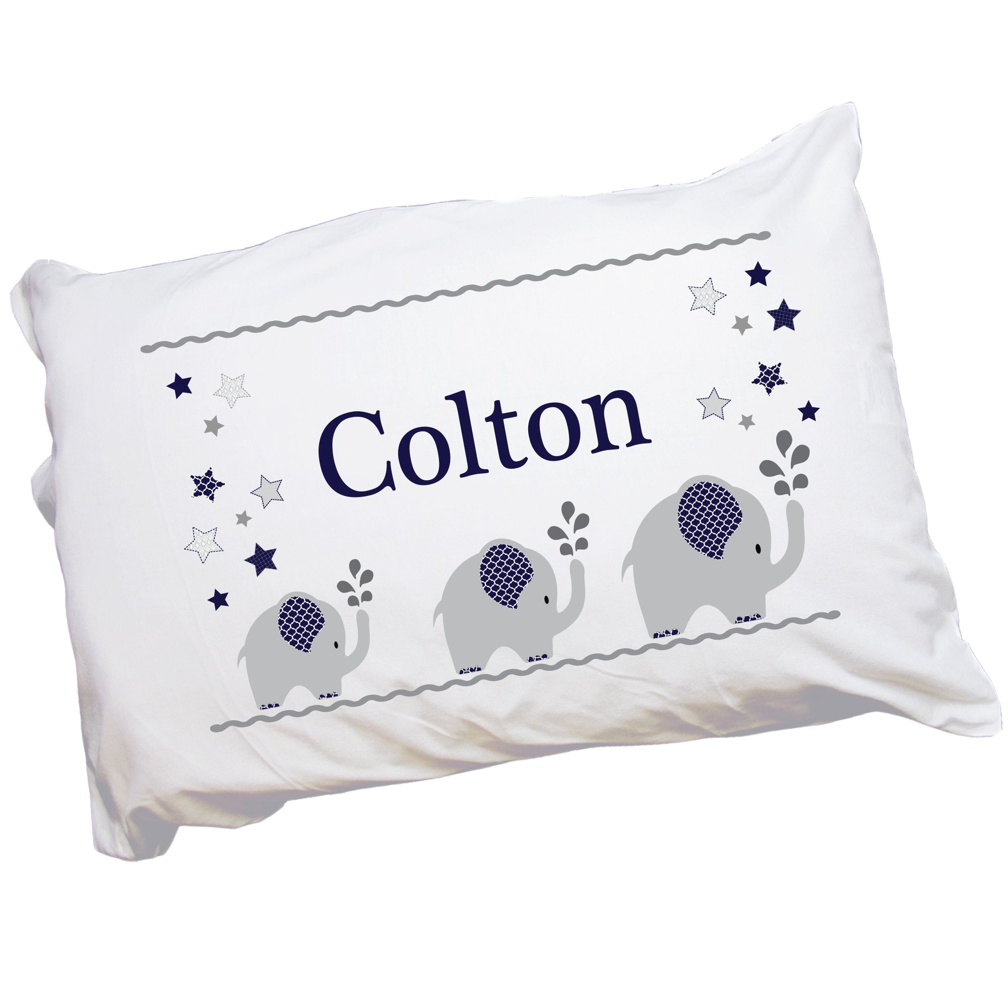 My Bambino Child's Personalized Elephant Navy Pillowcase