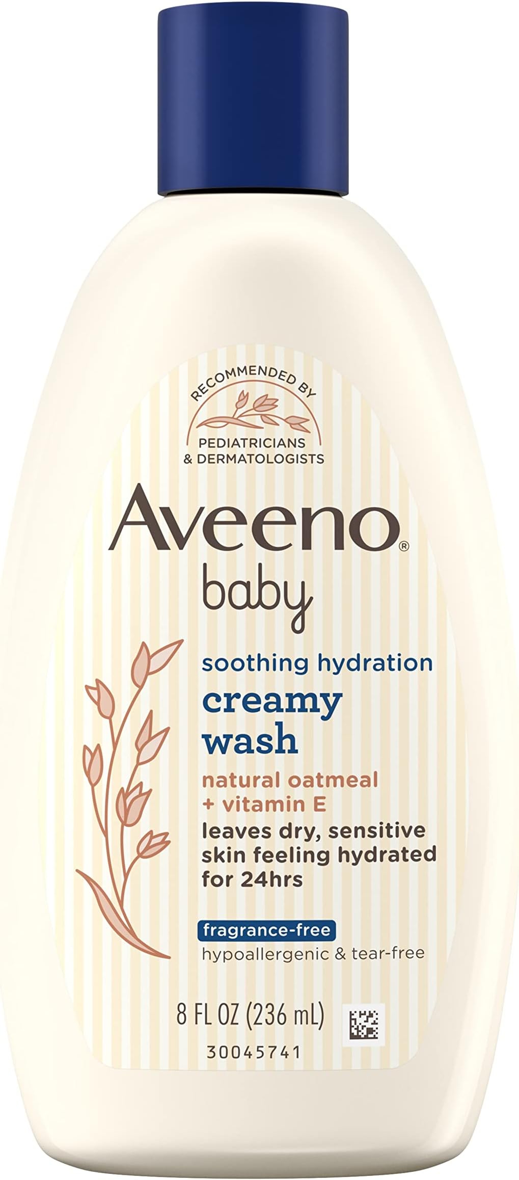 Aveeno Baby Soothing Hydration Creamy Body Wash with Natural Oatmeal, Baby Bath Wash for Dry & Sensitive Skin, Hypoallergenic, Fragrance-, Paraben- & Tear-Free Formula, 8 fl. oz