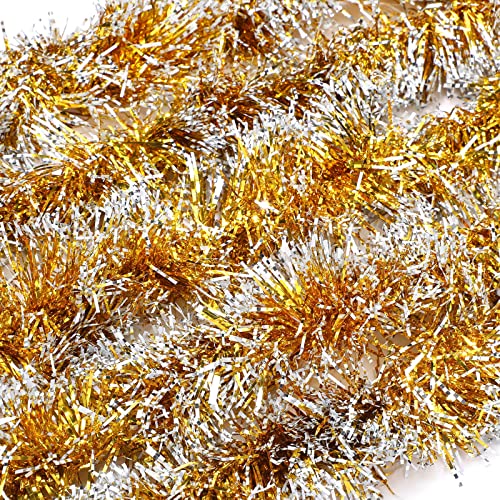 66 Feet 2 Pieces Christmas Tinsel Garland Metallic Christmas Tree Garland Shiny Party Tinsel Garland Hanging Decorations For Christmas Tree Wedding Birthday Party Supplies (Gold And Silver) #TOP2