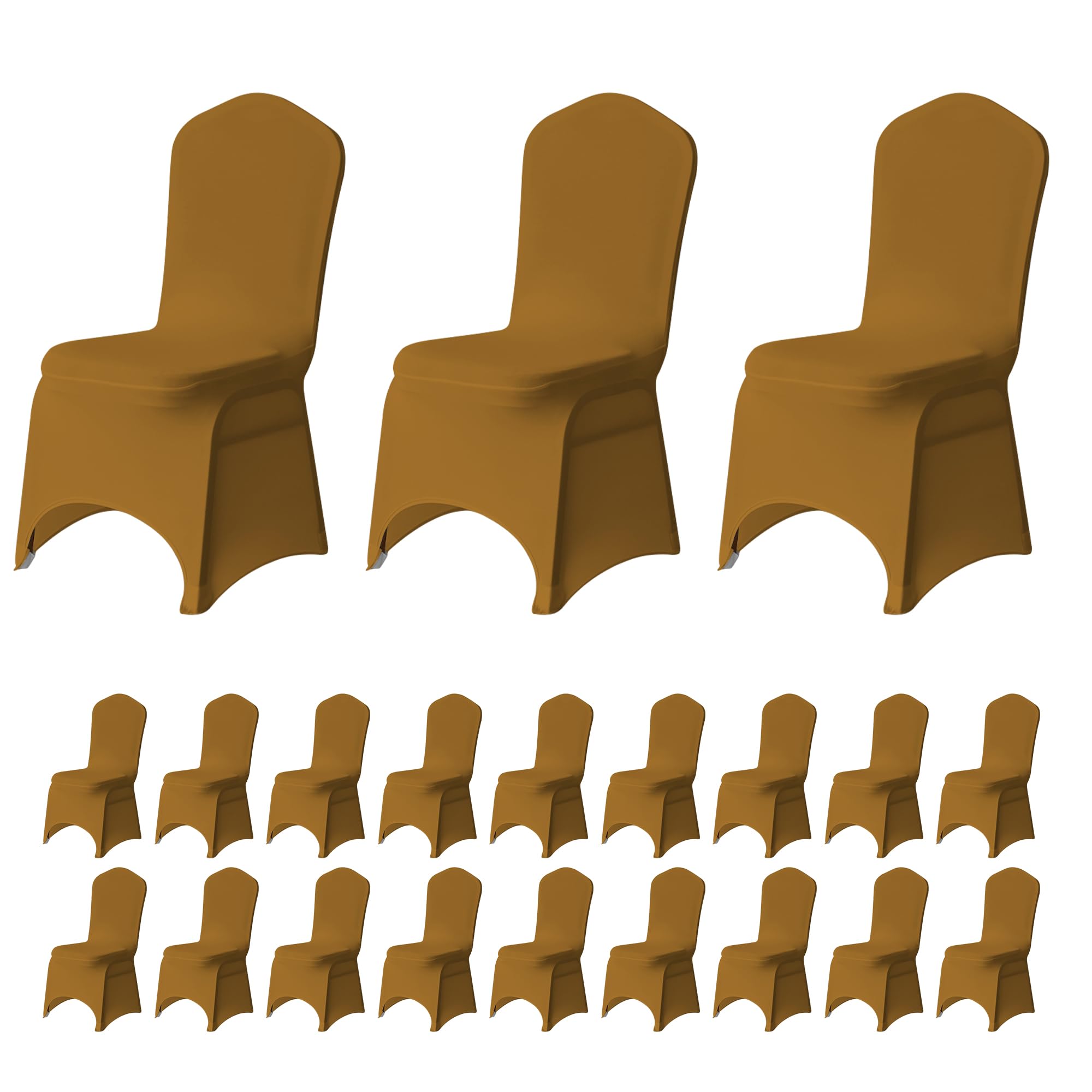Trimming Shop Gold Wedding Chair Covers Set of 50, Spandex Polyester Stretch Removable Washable Universal Slipcovers for Wedding Banquet, Dining Party & Events โ image 1