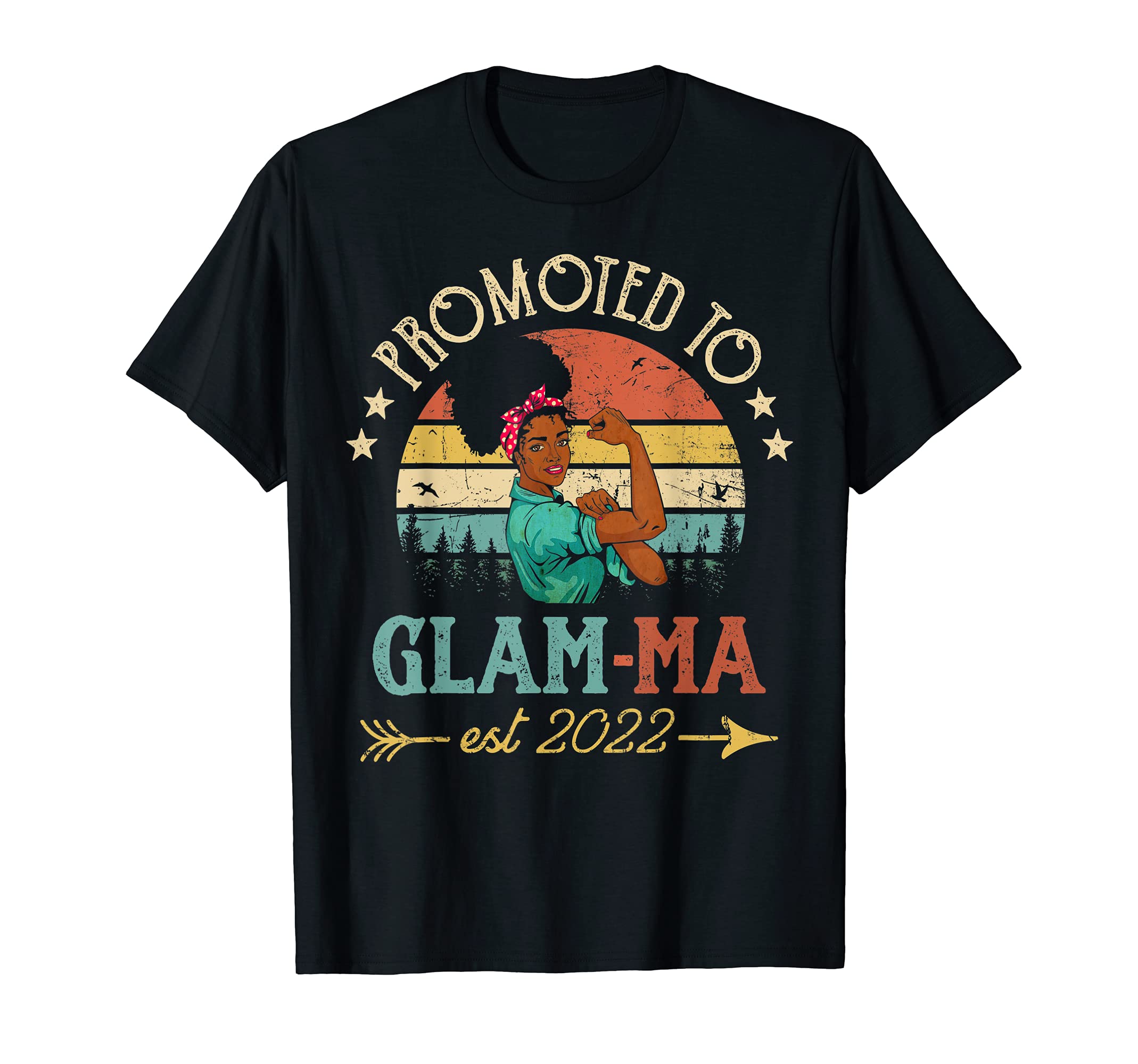 Promoted to Glam-ma Est 2022 Women First Time Black Grandma T-Shirt