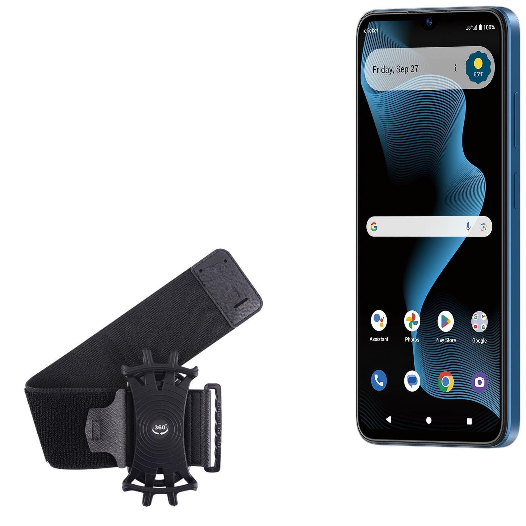 BoxWave Holster Compatible with Cricket Magic 2 5G - ActiveStretch Sport Armband, Adjustable Armband for Workout and Running - Jet Black